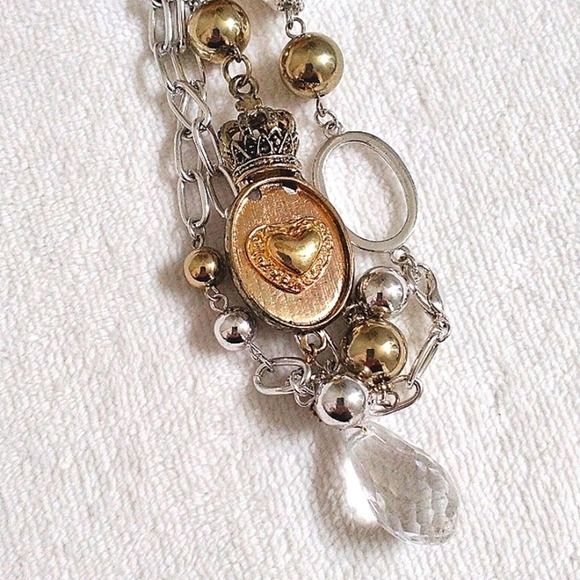 Antique Crystal Fancy Keychain Purse Charm Pom & Chains Mirror Dangle Boho Glam - Picture 3 of 7